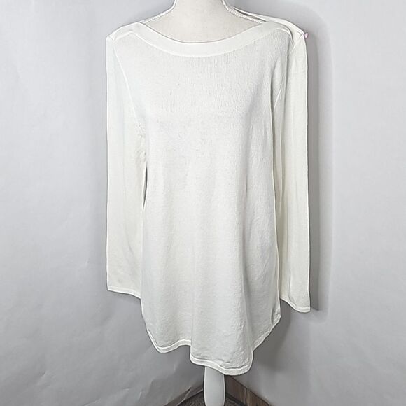 Sweater by Karen Scott  Pullover Light Weight White Size Large NWT - Picture 1 of 7